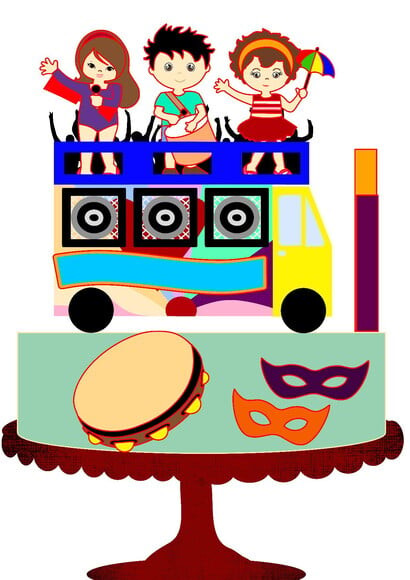 Topo de Bolo Carnaval Trio Elétrico