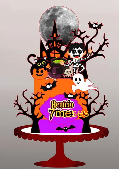 Topo de Bolo Halloween (não Camadas) 2 Arquivos