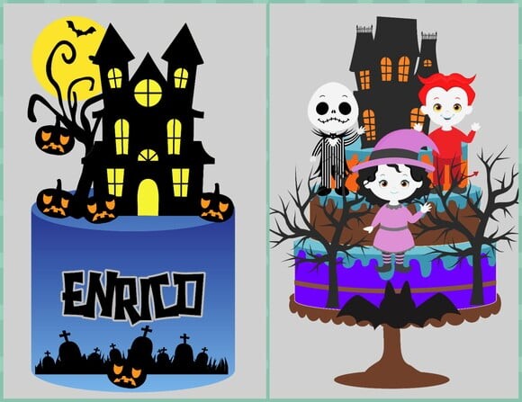 Topo de Bolo Halloween (não Camadas) 2 Arquivos Studio