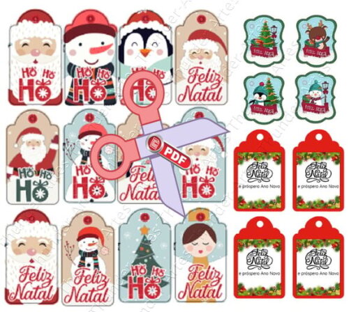 Arquivo (pdf) Silhouette - Tags Natal - Corte Tesoura
