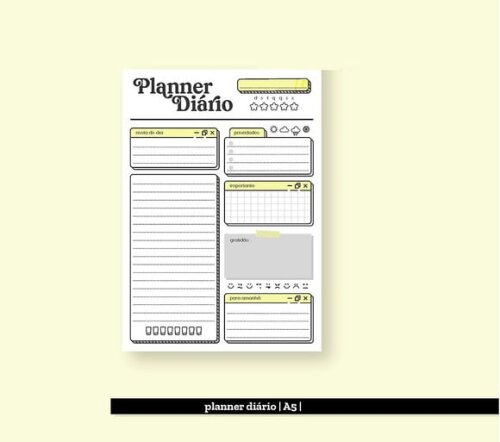 Arquivo de Corte - Miolo para Planner Diário Permanente - A5