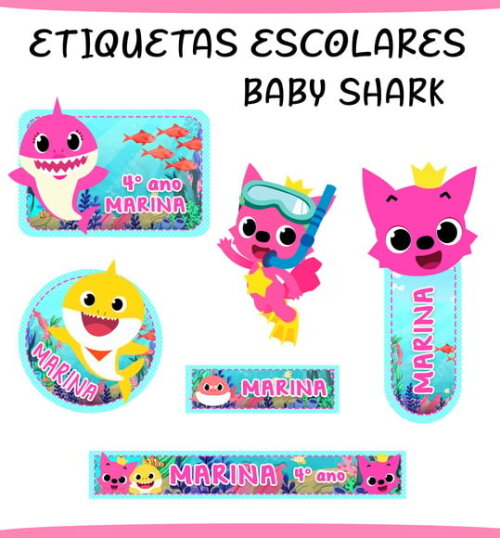 Arquivo de Corte Agenda Escolar Baby Shark Menina