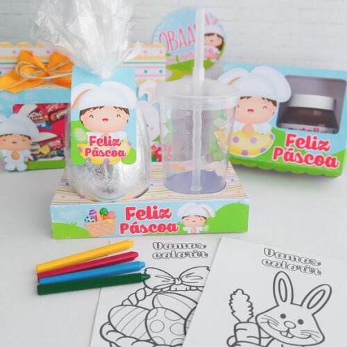 Arquivo de Corte Base Ovo e Copo Colorir Páscoa Infantil