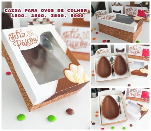 Arquivo de Corte Caixa Ovo de Colher 250, 300, 500g Páscoa