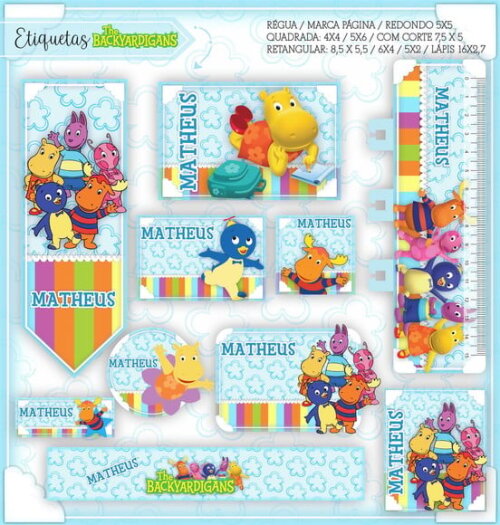 Arquivo de Corte Etiqueta Escolar Agenda Backyardigan