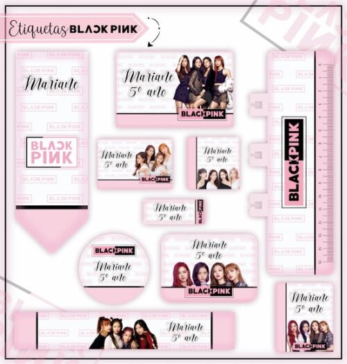 Arquivo de Corte Etiqueta Escolar Agenda Blackpink