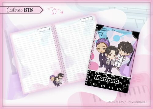 Arquivo de Corte Etiqueta Escolar Agenda Bts