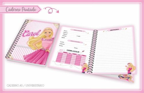 Arquivo de Corte Etiqueta Escolar Agendar Barbie