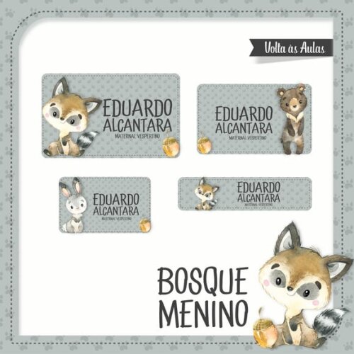 Arquivo de Corte Etiqueta Escolar Bosque Menino