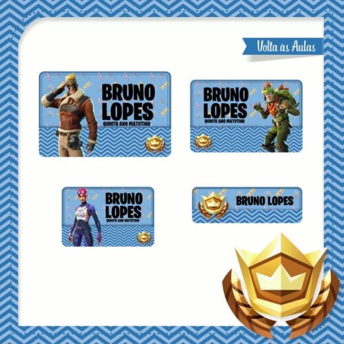 Arquivo de Corte Etiqueta Escolar Fortnite