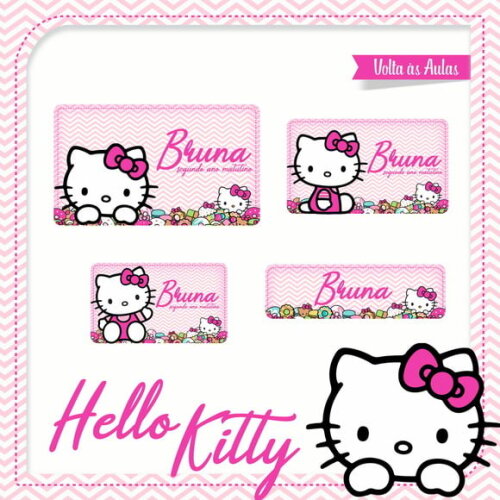 Arquivo de Corte Etiqueta Escolar Hello Kitty