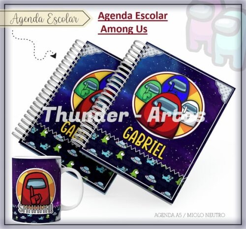 Arquivo de Corte Etiquetas Agenda Escolar Among Us