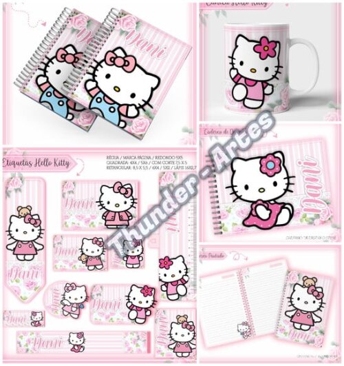 Arquivo de Corte Etiquetas Agenda Escolar Hello Kitty