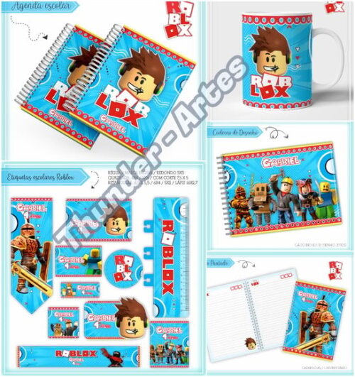 Arquivo de Corte Etiquetas Agenda Escolar Roblox