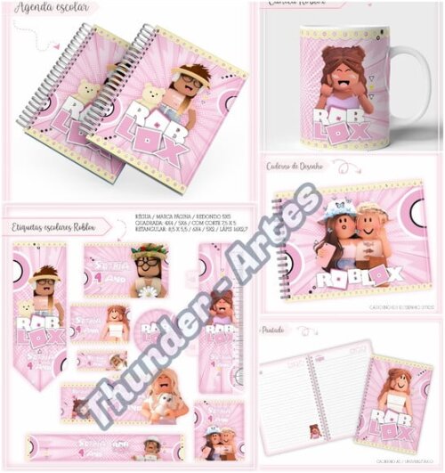 Arquivo de Corte Etiquetas Agenda Escolar Roblox Menina