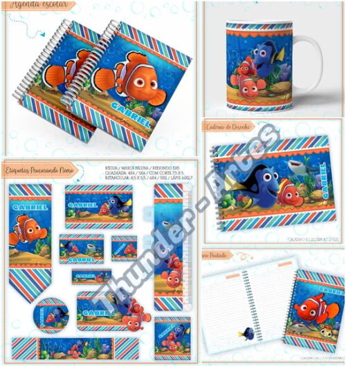 Arquivo de Corte Etiquetas Agenda Escolar Procurando Nemo