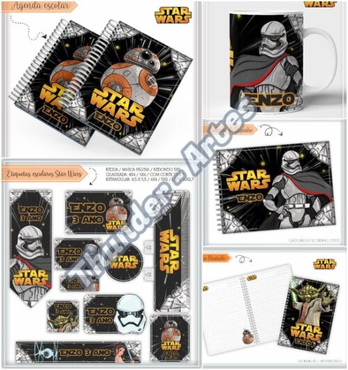 Arquivo de Corte Etiquetas Agenda Escolar Star Wars