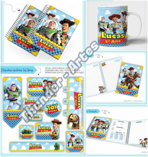 Arquivo de Corte Etiquetas Agenda Escolar Toy Story
