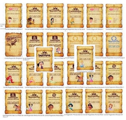 Arquivo de Corte Kit Convites Festa Infantil Pergaminhos