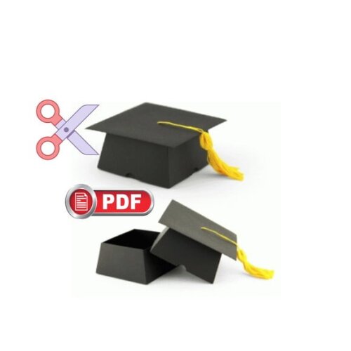 Arquivo de Corte pdf Caixa Chapeu Formatura Quadrado
