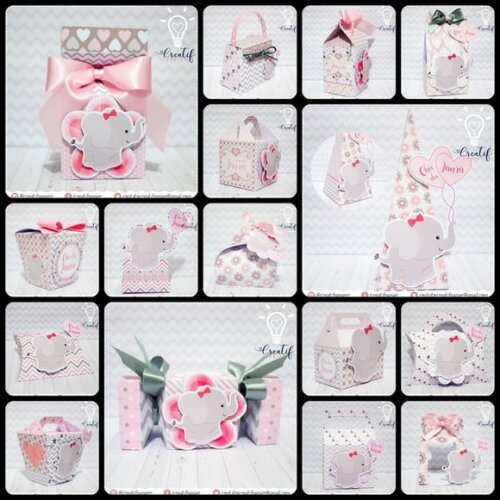 Arquivo de Corte Silhouette Kit Elefante Rosa