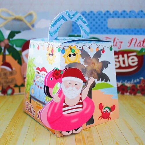 Arquivo para Corte Caixa Mini Panetone (80g) Férias de Natal