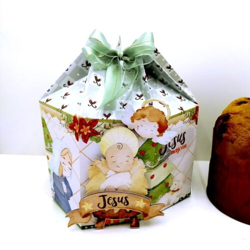 Arquivo para Corte Caixa Panetone 400g Menino Jesus Natal