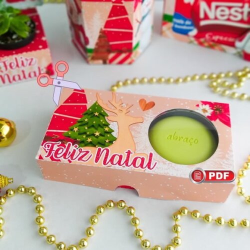 Arquivo pdf Caixa 2 Sabonetes Natal Cortar com Tesoura