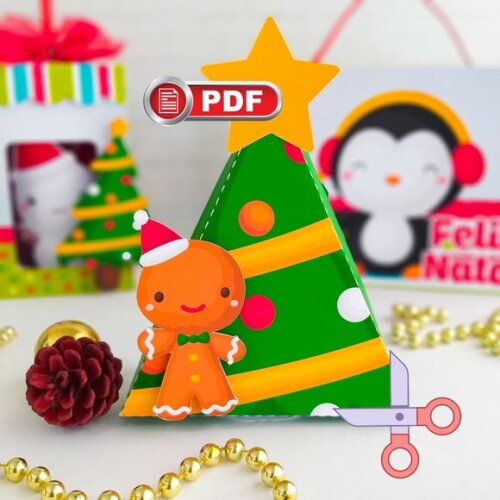 Arquivo pdf Caixa Bombons Natal Crianças para Tesourete