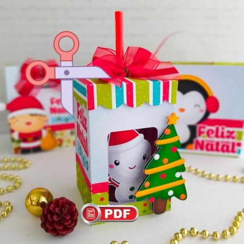 Arquivo pdf Caixa Copo Twister 500ml Natal Corte Tesoura