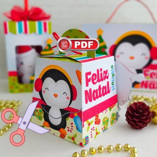 Arquivo pdf Caixa Mini Panetone 80g Natal Crianças Tesoura
