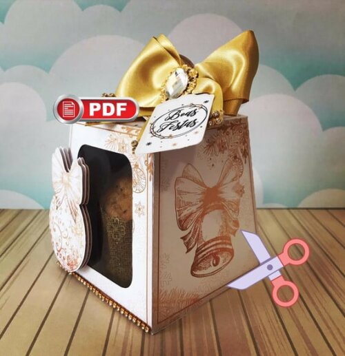 Arquivo pdf Caixa Mini Panetone 80g Natal para Tesourete