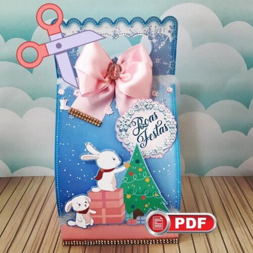 Arquivo pdf Caixa Panetone 500g Natal Corte Tesoura