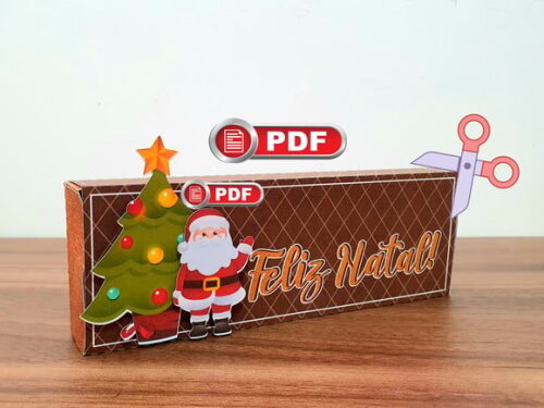 Arquivo pdf Caixa para Bis Deslizante Natal para Tesoura