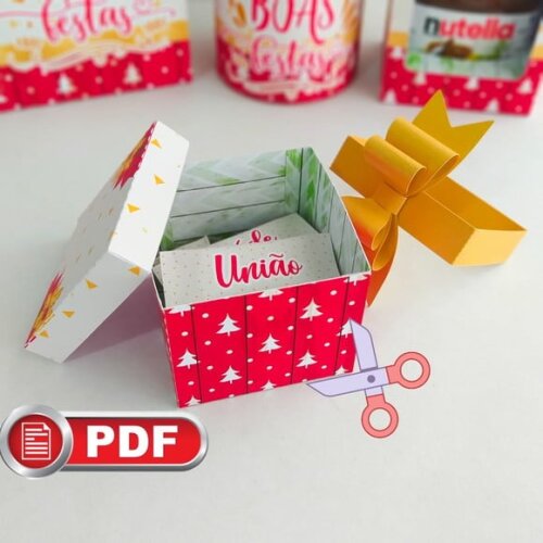 Arquivo pdf Caixa para Balas e Docinhos Natal Tesoura