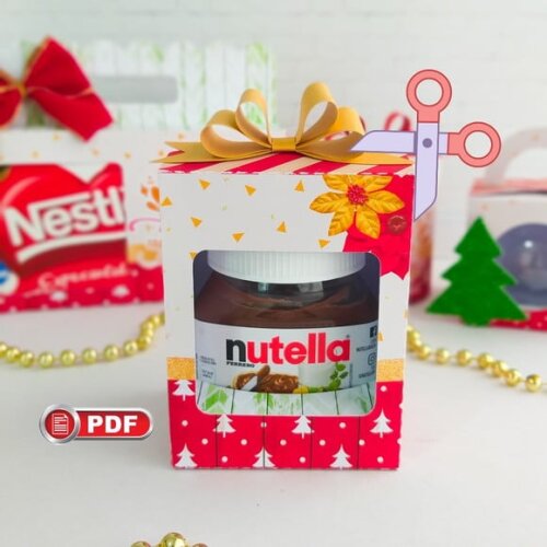 Arquivo pdf Caixa para Nutela 140g Natal Corte Tesoura