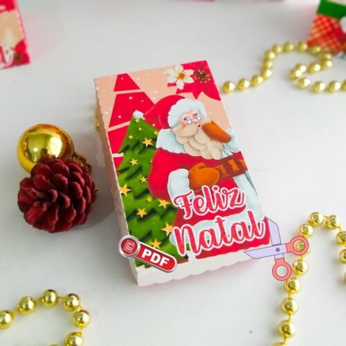 Arquivo pdf Caixa para Kit Kat Natal Corte Tesoura