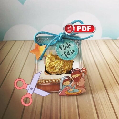 Arquivo pdf Caixa Porta Bombom Natal Corte Tesoura