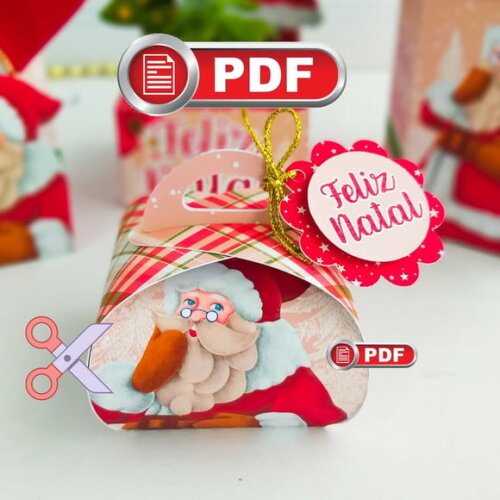 Arquivo pdf Caixa Trouxinha Bem Casado Natal Tesoura