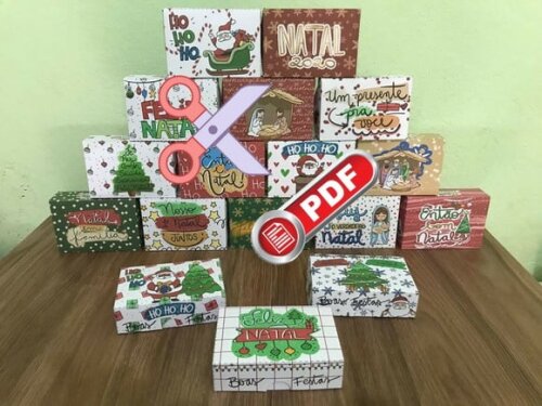 Arquivo pdf Caixas para 5 Docinhos Natal para Tesourete