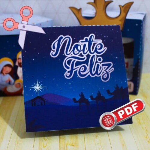 Arquivo pdf Cartão Natal Azul Corte com Tesoura