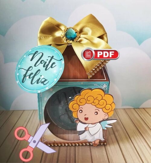 Arquivo pdf Porta Bolinha 6x6cm Natal Corte Tesoura