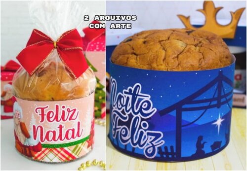 Arquivo Silhouette 02 Capas Saia Panetone 400g Natal
