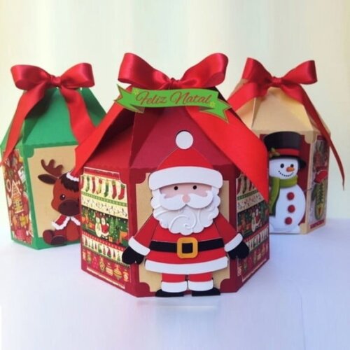 Arquivo Silhouette 03 Caixas para Mini Panetone Natal