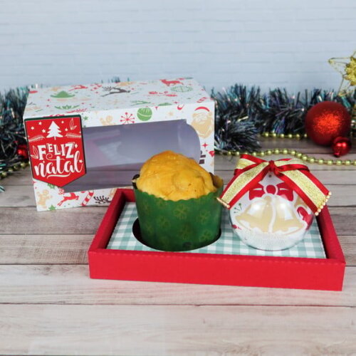 Arquivo Silhouette Caixa 1 Panetone 100g e Esfera Natal