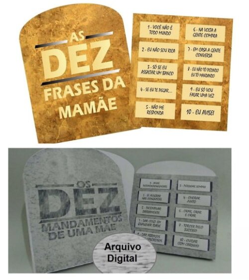 Arquivo Silhouette Caixa 10 Bis Mandamentos das Mães