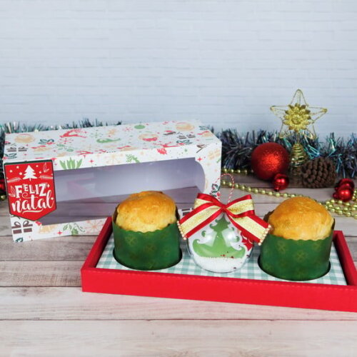 Arquivo Silhouette Caixa 2 Panetones 100g e Esfera Natal