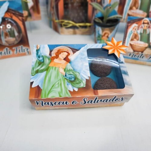 Arquivo Silhouette Caixa 6 Doces Natal Familia Santa