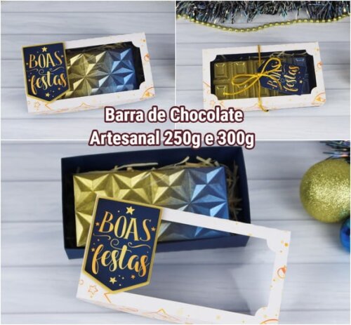 Arquivo Silhouette Caixa Barra Chocolate Artesanal Ano Novo