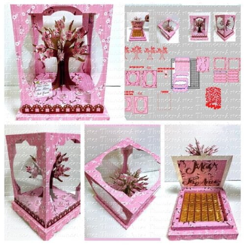 Arquivo Silhouette Caixa Bombom com Flores 3d